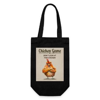 Funny Chicken Game – Don’t Look at This Chicken - Geschenkbeutel für Flaschen - Schwarz - Vorne
