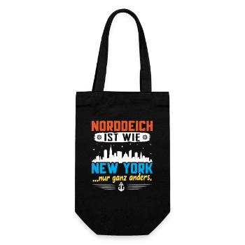 NORDDEICH IST WIE NEW YORK NUR GANZ ANDERS - Geschenkbeutel für Flaschen - Schwarz - Vorne