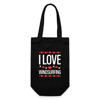 I Love Windsurfing - Geschenkbeutel für Flaschen - Schwarz - Vorne