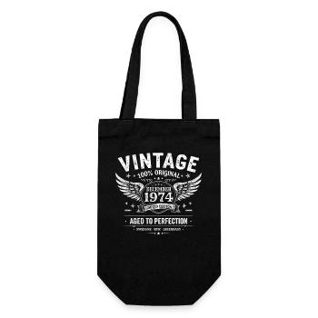 Jahrgang Dezember 1974 Geburtstag 1974 Geschenk - Geschenkbeutel für Flaschen - Schwarz - Vorne