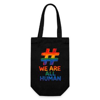 #WeAreAllHuman – Rainbow Watercolor Design - Gift Bag for Bottles - black - Front