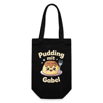 Pudding with fork - Gift Bag for Bottles - black - Front