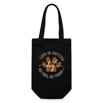 Life is better with a dog – Funny Dog Shirt - Gift Bag for Bottles - black - Front