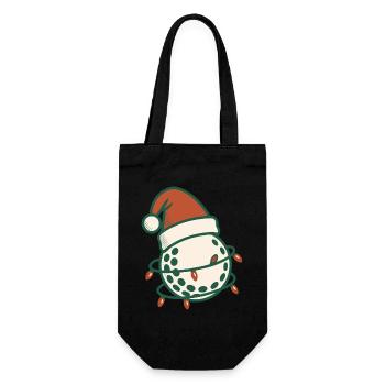 Funny Golf Ball Christmas Santa Hat Design - Gift Bag for Bottles - black - Front