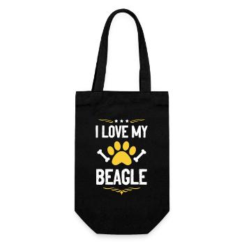 Ich liebe meinen Beagle - Geschenkbeutel für Flaschen - Schwarz - Vorne