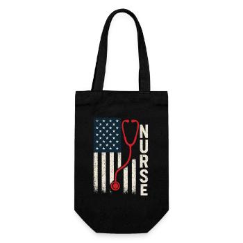 US Flag Nurse Stethoscope Vintage Style - Gift Bag for Bottles - black - Front