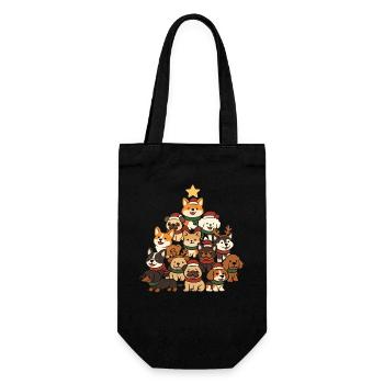 Christmas tree made of dogs – Funny Xmas - Gift Bag for Bottles - black - Front
