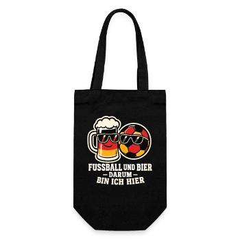Fußball und Bier - Geschenkbeutel für Flaschen - Schwarz - Vorne