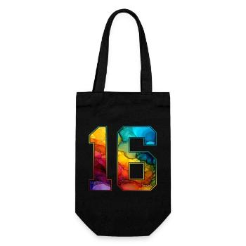 NR. 16 NUMMER 16 COLLEGE 16. GEBURTSTAG - Geschenkbeutel für Flaschen - Schwarz - Vorne