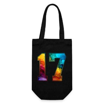 NR. 17 NUMMER 17 COLLEGE 17. GEBURTSTAG - Geschenkbeutel für Flaschen - Schwarz - Vorne