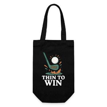Thin To Win Funny Golf Player Design - Gift Bag for Bottles - black - Front