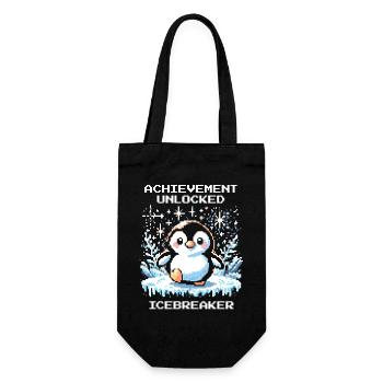Icebreaker Erfolg | Pinguin Gamer Humor - Geschenkbeutel für Flaschen - Schwarz - Vorne