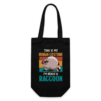 Raccoon Menschkostüm Humor - Geschenkbeutel für Flaschen - Schwarz - Vorne