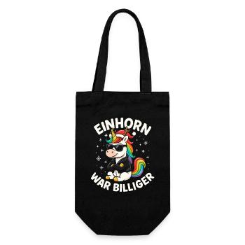 Weihnachten Spruch Humor Einhorn Lustig Rentier - Geschenkbeutel für Flaschen - Schwarz - Vorne