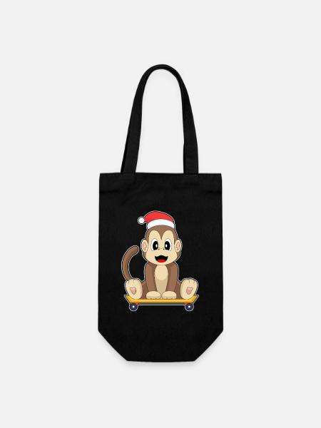 Affe Weihnachten Skateboard - Geschenkbeutel für Flaschen - Schwarz