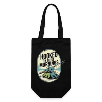  Hooked on Quiet Mornings Fishing Enthusiast - Gift Bag for Bottles - black - Front