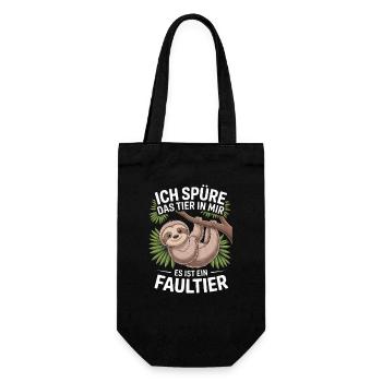  Ich Spüre Das Tier In Mir Es Ist Ein Faultier - Geschenkbeutel für Flaschen - Schwarz - Vorne