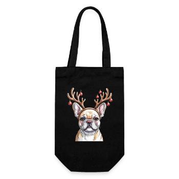 bouledogue français avec bois de renne et - Sac à bouteille - noir - Devant
