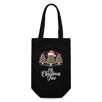 Merry Christmas Trees With Hat Oh Christmas - Gift Bag for Bottles - black - Front