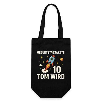Birthday Rocket 10th Birthday - Gift Bag for Bottles - black - Front