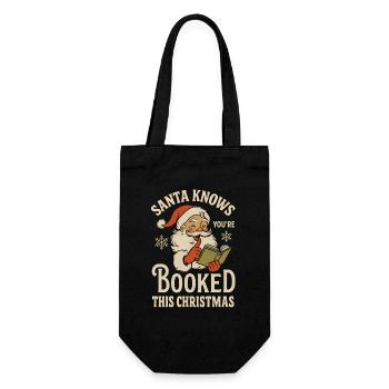 Santa Knows You're Booked Xmas Design - Gift Bag for Bottles - black - Front