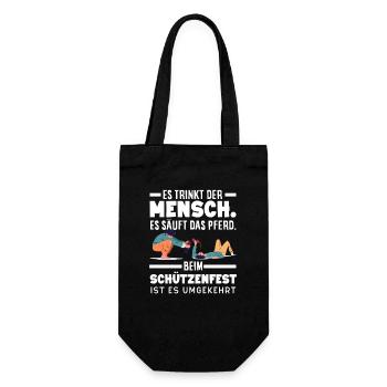 Mensch Pferd Trinken Lustiger Schützenfest Spruch - Geschenkbeutel für Flaschen - Schwarz - Vorne