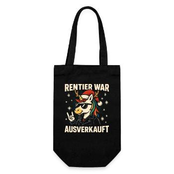 Weihnachten Spruch Humor Einhorn Lustig Rentier - Geschenkbeutel für Flaschen - Schwarz - Vorne