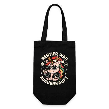 Weihnachten Spruch Humor Einhorn Lustig Rentier - Geschenkbeutel für Flaschen - Schwarz - Vorne