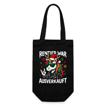 Weihnachten Spruch Humor Einhorn Lustig Rentier - Geschenkbeutel für Flaschen - Schwarz - Vorne