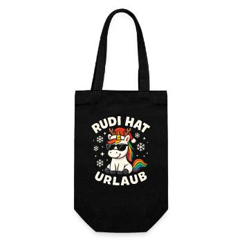 Weihnachten Spruch Humor Einhorn Lustig Rentier - Geschenkbeutel für Flaschen - Schwarz - Vorne