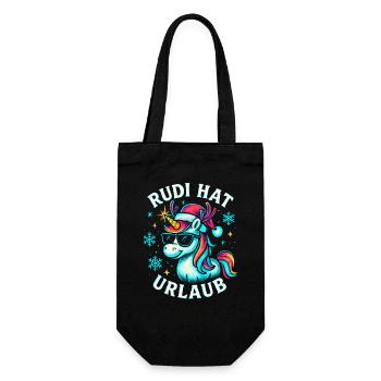 Weihnachten Spruch Humor Einhorn Lustig Rentier - Geschenkbeutel für Flaschen - Schwarz - Vorne