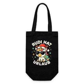 Weihnachten Spruch Humor Einhorn Lustig Rentier - Geschenkbeutel für Flaschen - Schwarz - Vorne