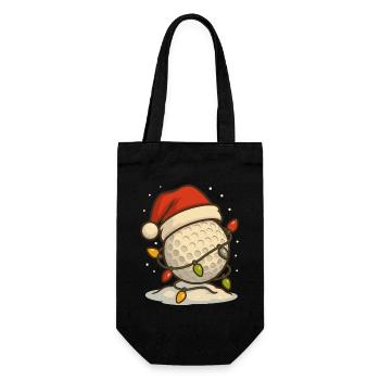 Funny Golf Christmas Golf Ball Santa Hat - Gift Bag for Bottles - black - Front
