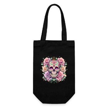 Flowers Skull Beauty Bloom - Gift Bag for Bottles - black - Front