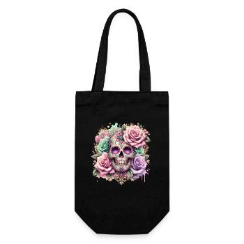 Flowers Skull Beauty Bloom - Gift Bag for Bottles - black - Front