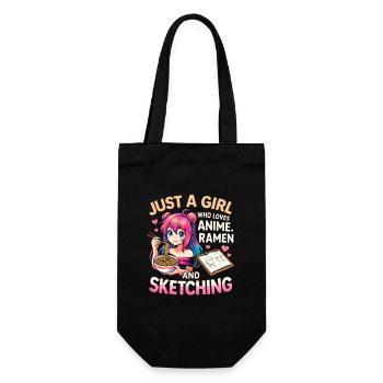 Anime Ramen Sketching Girl - Gift Bag for Bottles - black - Front