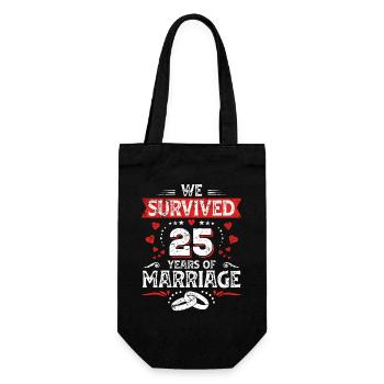 Vintage 25. Hochzeitstag 25 Jahre - Geschenkbeutel für Flaschen - Schwarz - Vorne
