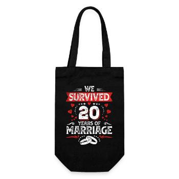 Vintage 20. Hochzeitstag - Geschenkbeutel für Flaschen - Schwarz - Vorne