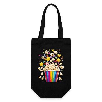 Bunte Popcorn Explosion Aus Regenbogen Becher - Geschenkbeutel für Flaschen - Schwarz - Vorne