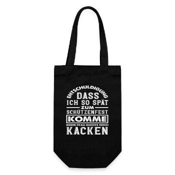 Frau Musste Aufs Klo Lustiger Schützenfest Spruch - Geschenkbeutel für Flaschen - Schwarz - Vorne
