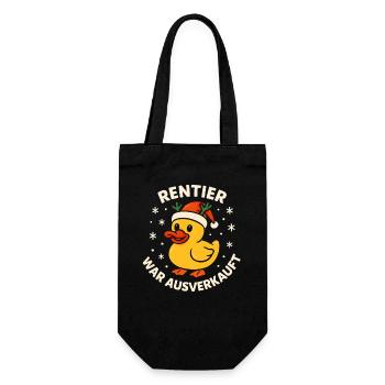 Weihnachten Spruch Humor Ente Lustig Rentier - Geschenkbeutel für Flaschen - Schwarz - Vorne