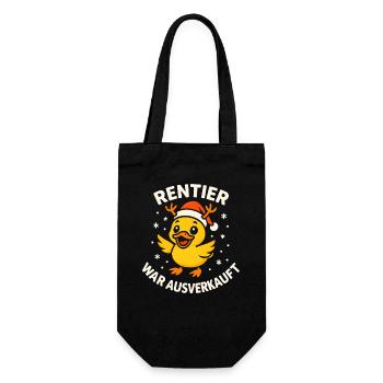 Weihnachten Spruch Humor Ente Lustig Rentier - Geschenkbeutel für Flaschen - Schwarz - Vorne