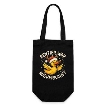 Weihnachten Spruch Humor Ente Lustig Rentier - Geschenkbeutel für Flaschen - Schwarz - Vorne