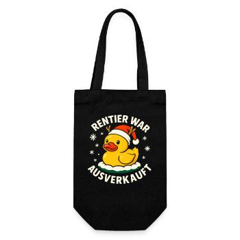 Weihnachten Spruch Humor Ente Lustig Rentier - Geschenkbeutel für Flaschen - Schwarz - Vorne
