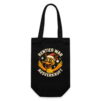 Weihnachten Spruch Humor Ente Lustig Rentier - Geschenkbeutel für Flaschen - Schwarz - Vorne