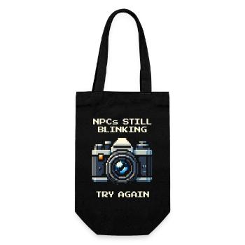 NPC is still blinking | Try again, portrait - Gift Bag for Bottles - black - Front