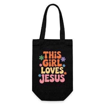 Cette fille aime Jésus – Rétro coloré - Sac à bouteille - noir - Devant