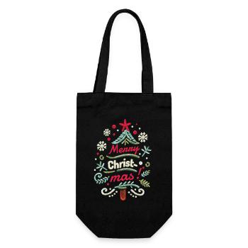 Merry Christmas Tree XMas - Gift Bag for Bottles - black - Front