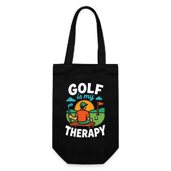 Golf Is My Therapy Funny Golf Lover Design - Gift Bag for Bottles - black - Front