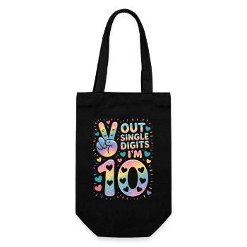 10th Birthday Girl | Double digits fun - Gift Bag for Bottles - black - Front